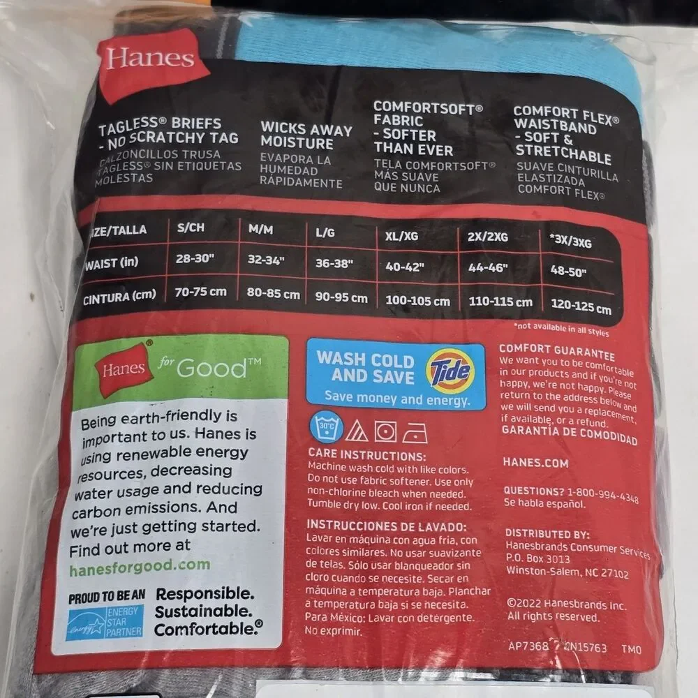 Hanes Comfort Flex Briefs Mid-Rise 6pk Multi-Color Men's Size Large 36-38 Tagles